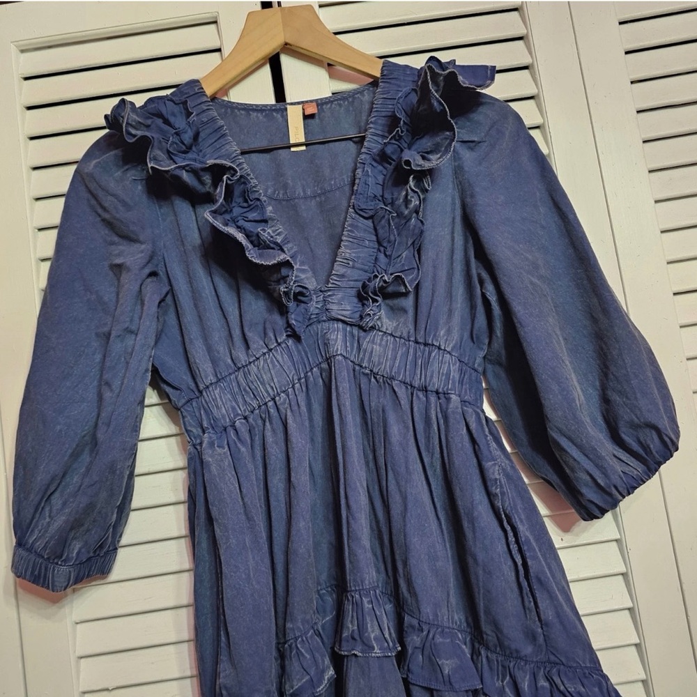 Anthropologie - Denim Layered High Low Dress - Picture 4 of 12